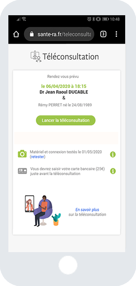 Écran pour lancer une téléconsultation avec la solution régionale développée par le GCS Sara.